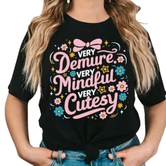 Very Demure Very Mindful Very Cutesy NEW black short sleeve shirt - Picture 1 of 2